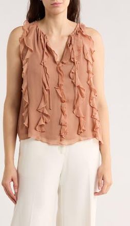 Halogen Ruffle Sleeveless Top in Mocha Mousse at Nordstrom Rack, Size X-Small