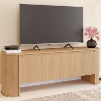 IDMarket Mueble Tv Divia 140 Cm 3 Puertas Dise&ntilde;o Haya Redondeado
