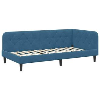 vidaXL vidaXL Cornice del letto ad angolo Blu 90 x 190 cm Velluto