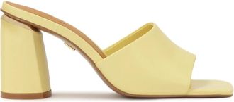 Kazar Gele muiltjes op een blok - Dames - Muiltjes - Geel - 38 EU - Leer - Schoenen