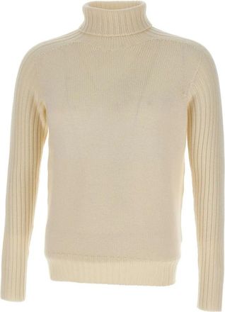 Gran Sasso Rain Wool Turtleneck Sweater - Heren - Coltruien - Wit - L - Wol - Truien & Vesten
