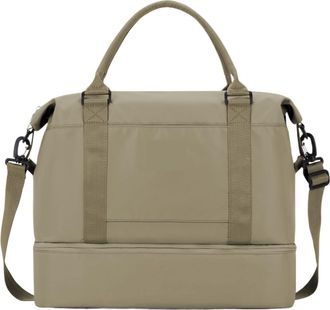 Generic Large-Capacity Weekend Gym Bag,Compatible For Women Travel Cabin with Shoes Compartment Shoulder Zipper Duffle(Khaki)