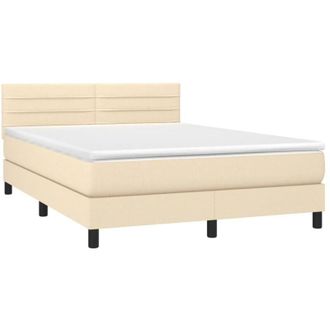 vidaXL Cama Box Spring Con Colch&oacute;n Tela Color Crema 140x200 Cm Vidaxl