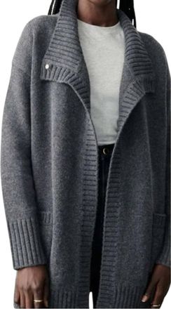 White + Warren Cashmere Patch Pocket Coatigan In Grey Marl