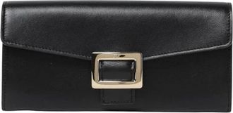 Roger Vivier Zwarte leren portemonnee met gesp - Dames - Portefeuilles - Zwart - ONE Size - Leer - Accessoires