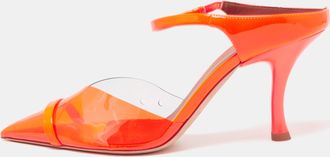 Malone Souliers Neon Orange Pvc And Patent Leather Iona Mules