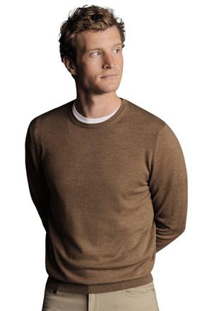CHARLES TYRWHITT Pure Merino Crew Neck Sweater in Sand at Nordstrom, Size Small