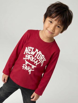 Vertbaudet Jungen Longsleeve mit Print rot