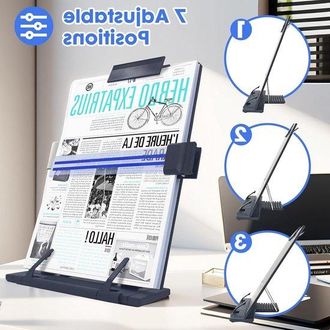 OEM Soporte De Escritorio De Metal Negro Para Documentos Y Libros Con 7 Posiciones Ajustables Y Agarre Firme