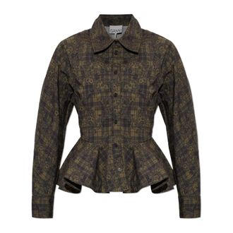 Ganni Dames, Blouses & Shirts, Groen, Maat: XS Katoen