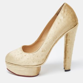 Charlotte Olympia Olive Green Velvet Dolly Platform Pumps