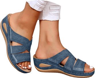 Generic Sandals for Women 2026 Orthopedic Sandals Summer Shoes Women Dressy Outfit Comfortable Arch Support Wedge Non Slip Flip-Flops, PU Leather Slides, Shoe