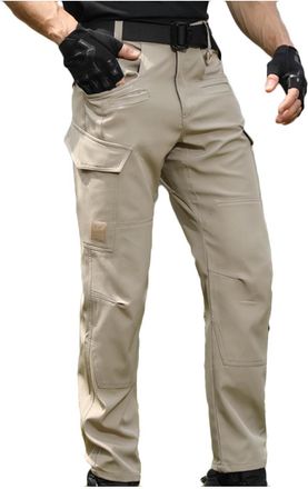 Generic Mens Work Trousers Stretch Tactical Cargo Trouser Multi-Pocket Elastic Waist Work Pants Mens Fitness Sweatpants Waterproof Windproof Durable Work Trou