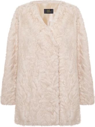 Cesare Gaspari Faux Fur Shearling Jassen - Dames - Jassen - Beige - M - Polyester - Jassen
