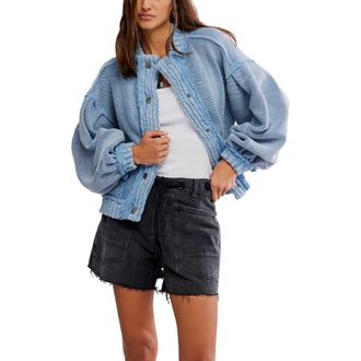 Free People Cute In This Cardigan in Dusty Blue at Nordstrom Rack, Size X-Large