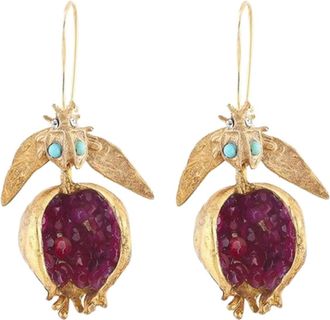 Generic Gold Pomegranate Dangle Earrings Women Fashion Jewelry Unique Design For Her Elegant Hook Earrings Female Accessories (Gold, One Size)