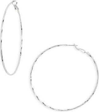 Nordstrom Rack Textured Wire Hoop Earrings in Silver at Nordstrom Rack