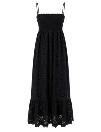 MC2 Saint Barth Strapless Midi Dress with Eyelet Pattern
