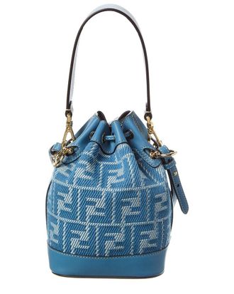 Fendi Fendi Mon Tresor Mini Ff Jacquard & Leather Bucket Bag