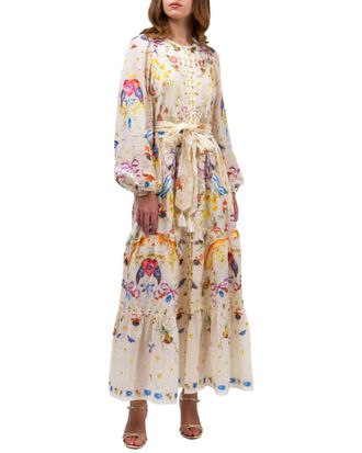 Marchesa Notte Threadwork Voile Maxi Dress