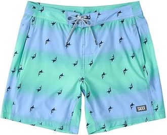 Saxx Underwear Betawave 2-in-1 17 Boardie with Hydro Liner Mens Swimwear Sailfish Ombre/Multi : 32, Polyester/Elastane
