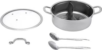 OEM Juego De Fondue China, Dise&ntilde;o De Doble Sabor, Acero Inoxidable Apto Para Uso Alimentario, Color Plata