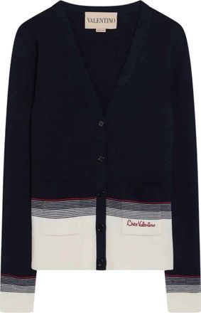 Valentino Garavani Wollen truien van zuivere wol - Dames - Vesten - Blauw - XL - Wol - Truien & Vesten