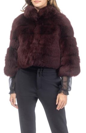 Gorski Genuine Shearling Bolero, Cropped Sleeves in Burgundy at Nordstrom, Size X-Small