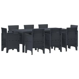 Berkfield Home 9 Piece Garden Dining Set Anthracite Poly Rattan