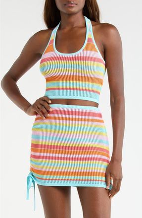 Kulani Kinis Stripe Knit Halter Crop Tank in Sunset Strip at Nordstrom, Size X-Large