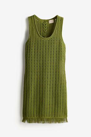 H&M Kleid im H&auml;kellook - Olivgr&uuml;n
