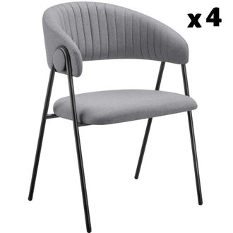 TecTake 4 sillas de comedor de tejido acolchado 60 x 58 x 85 cm gris