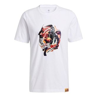 adidas Rose Abstract Basketball Sports Printing Loose Short Sleeve White GH6720