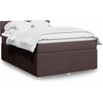 vidaXL Vidaxl - Cama Box Spring Con Colch&oacute;n Tela Marr&oacute;n Oscuro 140x190 Cm