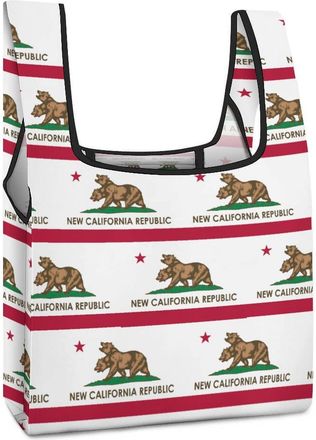 Generic Flag of New California Republic Reusable Grocery Bags Shopping Large Capacity Washable Foldable Tote Bag Fits in Pocket