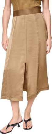 DKNY Satin Midi Skirt in Dune/Black at Nordstrom Rack, Size 16