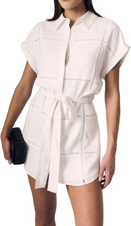 LE JEAN Eyelet Mini Shirtdress In White
