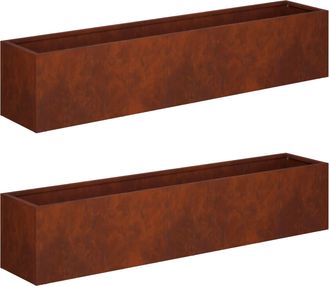 vidaXL Macetero De Jard&iacute;n 2 Uds. Oxidado 80 X 20 X 20 Cm Acero Oxidado Vidaxl