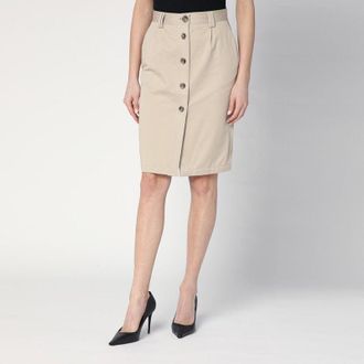 Anine Bing Womens Beige Buttoned Pencil Skirt - Tan Cotton - Size X-Small