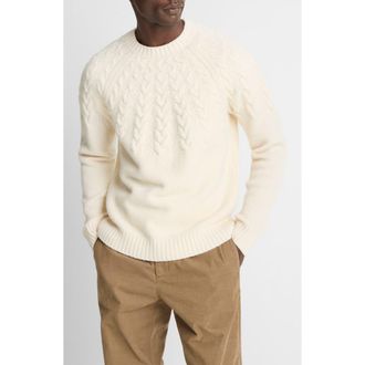 Vince Airpsun Cable Yoke Crewneck Sweater in Light Dune at Nordstrom Rack, Size X-Large