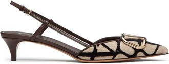 Valentino Garavani 40mm VLogo Signature slingback pumps - women - Calf Leather/Polyester/Lamb Skin/Goat Skin/Cotton/Metal/Viscose/Calf Leather