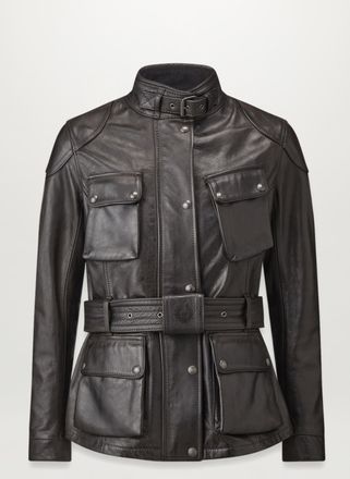 Belstaff Trialmaster Motorcycle Jacket Womens Hand Waxed Leather Antique Black Size UK 10