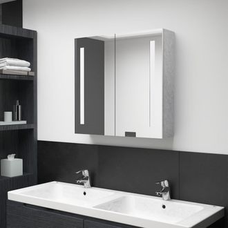 Berkfield Home LED Bathroom Mirror Cabinet Concrete Grey 62x14x60 cm | Size: 62 x 14 x 60 cm