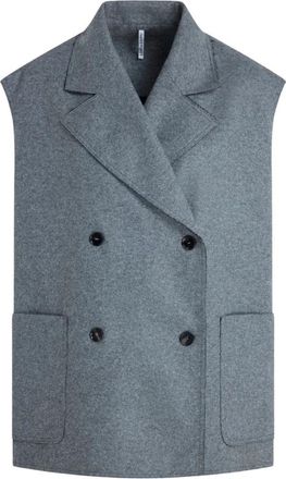 Liviana Conti Double-Faced Cashmere Vest - Dames - Gillet - Grijs - XS - Leer - Kostuums