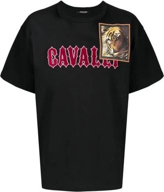 Roberto Cavalli Tiger Patch Cotton Logo T-Shirt, Size X-Small