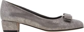 Ferragamo Ferragamo Vara Bow Metallic Pumps, Size 7 C