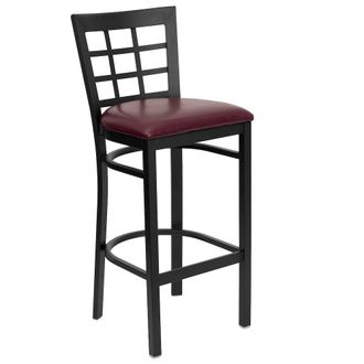 Flash Furniture Black Window Back Metal Restaurant Barstool - Burdy Vinyl Seat
