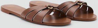 Mango Sandali pelle fasce marrone medio - Donna - 35 - MANGO