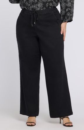 NYDJ Relaxed Drawstring Wide Leg Jeans in Washed Black at Nordstrom, Size 2 X