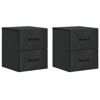 vidaXL Mesita De Noche De Pared 2 Pcs Negro 34,5 X 33 X 40 Cm Vidaxl